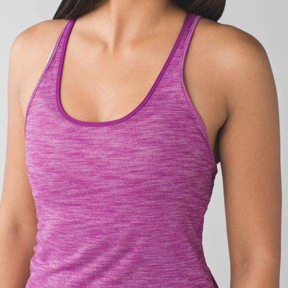 Lululemon What The Sport Heathered Regal Plum Singlet Tank Top Size 4 - Picture 2 of 6
